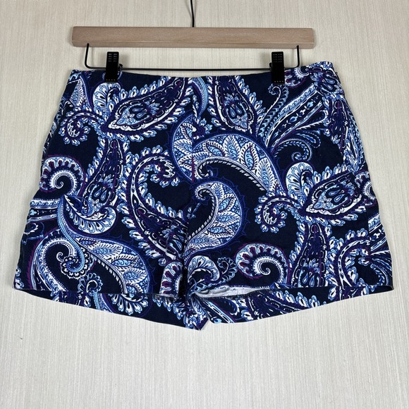 Banana Republic Pants - Banana Republic Women's Shorts Sz 4 Blue Purple Paisley Flat Front 3" Inseam